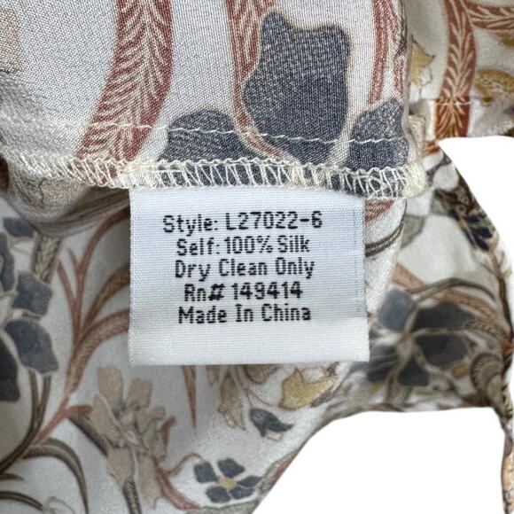 Johnny Was Phoenix Tunic Top XS Silk Floral Boho Print Purple Blue Gold V-Neck - Picture 7 of 7